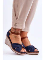 Dámské sandály na klínu námořnická modrá Daphne