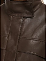 Dámská bunda z ekokůže oversize s vysokým límcem hnědá FashionStreet TY5650