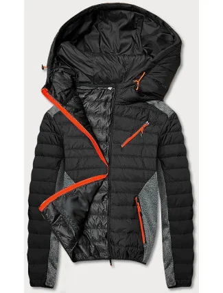 Černo-grafitová pánská sportovní bunda s reflexními zipy (8M908-392)