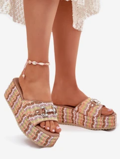 Dámské Sandały Na Klínu S Pletením A Ozdobou Multikolor Isolene