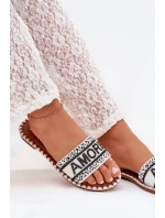 Dámské sandály na plochém podpatku se zdobením Amore bílé Avelina