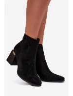 Zateplené dámské kotníkové boty na jehle z ekzem zamsz černé Brivelle Zateplené dámské kotníkové boty na jehle z ekzem zamsz černé Brivelle