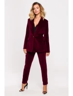 M643 Sametové sako s jedním knoflíkem - vínové