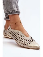 Boty Zazoo 2883 prolamované baleríny vyrobené z přírodní kůže, zlato Boty Zazoo 2883 prolamované baleríny vyrobené z přírodní kůže, zlato