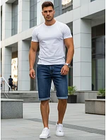 Pánské džínové šortky s elastickým pasem tmavě modré FashionStreet SX2613