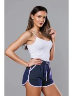 Tmavě modré dámské šortky s kontrastní lemovkou (8K208-25) Tmavě modré dámské šortky s kontrastní lemovkou (8K208-25)
