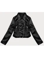 Černá dámská bunda ramoneska s ozdobným prošíváním J Style (11Z8129) Černá dámská bunda ramoneska s ozdobným prošíváním J Style (11Z8129)