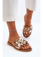 Zazoo 40381 Dámské Kožené Žabky Na Ploché Podrážce Zlaté