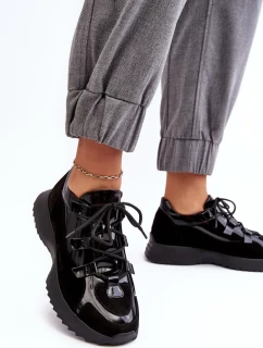 Kožená patentovaná dámská sportovní obuv Zazoo Black
