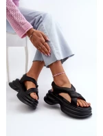 Dámské kožené sandály na robustní podrážce černé GOE Dámské kožené sandály na robustní podrážce černé GOE