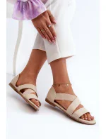 Béžové kožené sandály z Puglia s lemem