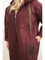 Dámská bunda Plus Size prošívaná s kapucí a nápisem HOPE švestková