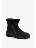 Dámské sněhule Briselle na platformě s kožešinou – černé