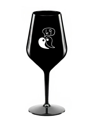 69 - černá nerozbitná sklenice na víno 470 ml