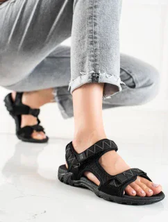 Exkluzívní černé dámské  sandály bez podpatku