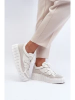 Dámské kožené sportovní boty na platformě M01/1 Zazoo světle béžové