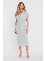 M919 Maxi zavinovací šaty se zavazováním v pase - mátové