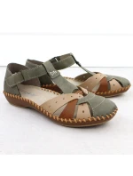 Dámské pohodlné sandály na suchý zip se zabudovanou špičkou zelené Rieker M1655-54