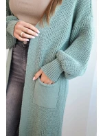 Dlouhý svetr kardigan světle mátový Dlouhý svetr kardigan světle mátový