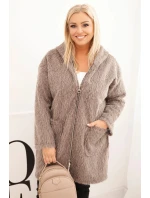 Dámský kabát Plus Size z viskózy na zip s kapucí fango