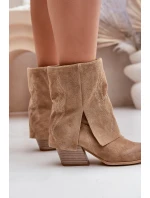 Semišové Kotníkové Boty Kožené Na Podpatku S Ohnutým Svrškem Béžové Zazoo 3488 Semišové Kotníkové Boty Kožené Na Podpatku S Ohnutým Svrškem Béžové Zazoo 3488