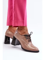 Béžové dámské patentované boty na vysokém podpatku Nelione Béžové dámské patentované boty na vysokém podpatku Nelione