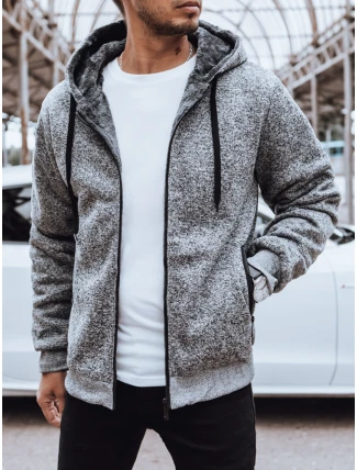 Pánská rozepínací zateplená mikina světle šedá FashionStreet BX5596 Pánská rozepínací zateplená mikina světle šedá FashionStreet BX5596