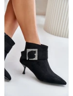 Dámské botky na jehlovém podpatku s ozdobnou sponou černé Nirilis