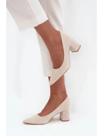 Dámské lodičky s špičatými nosky na sloupku béžové Pavira