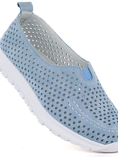 Dámská kožená prolamovaná modrá polobotka Vinceza 93220