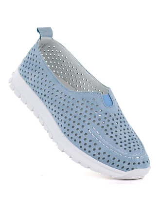 Dámská kožená prolamovaná modrá polobotka Vinceza 93220