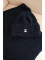 Dámská souprava s čepicí a šálou z měkké pleteniny modrá