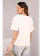 Dámská bavlněná basic halenka s krátkým rukávem béžová