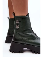 Kůže Dámské Botky Workery Zelené Lemar Anceria Kůže Dámské Botky Workery Zelené Lemar Anceria