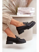 Dámské Kožené Mokasíny S Dekorací Černé CheBello 4369