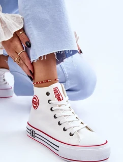 Dámské vysoké textilní tenisky na platformě Big Star LL274185 Bílá