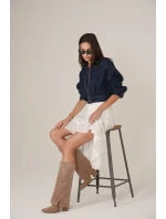 Zdobené Kozačky S Ohnutým Svrškem Na Podpatku Tmavě Béžové Ivilta