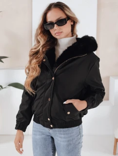 Dámská zimní bunda VESSADA krátká s kožešinou černá FashionStreet TY5059