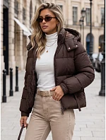 Dámská zimní prošívaná bunda s kapucí, hnědá, FashionStreet TY5745 Dámská zimní prošívaná bunda s kapucí, hnědá, FashionStreet TY5745