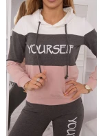 Sada s potiskem v barvě ecru+grafitová barva