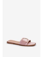 Lesklé Dámské Žabky S Ozdobou Růžové Taleci