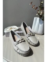 Dámské kožené mokasíny s ozdobou béžové S.Barski LR339