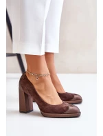 Semišové Čerpadla Na Podpatku Hnědé Laura Messi 2702 Semišové Čerpadla Na Podpatku Hnědé Laura Messi 2702