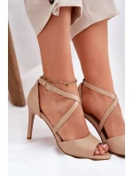 Sandály S Propletenými Popruhy Na Jehlách Sergio Leone SK432 Tmavě Béžové