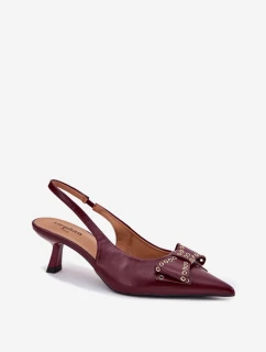 Lodičky Na Podpatku S Mašlí Bordové Folesca