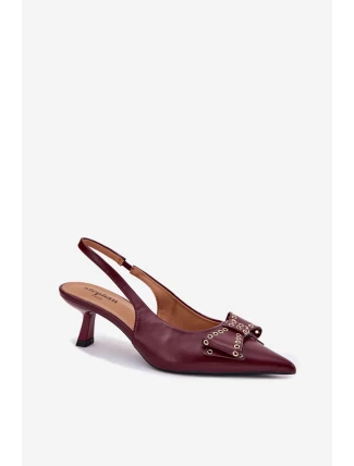 Lodičky Na Podpatku S Mašlí Bordové Folesca