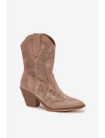 Dámské boty cowboy s ozdobou béžové Arlissima