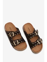 Dámské pantofle se zlatými sponami a knoflíky Černé Tervina