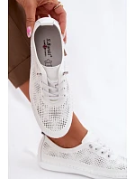 Kožené síťované dámské polobotky LR61-7083 Bílé