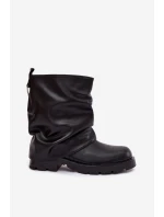Dámské zateplené kotníkové boty s řasenou cholewką – černé Gracine